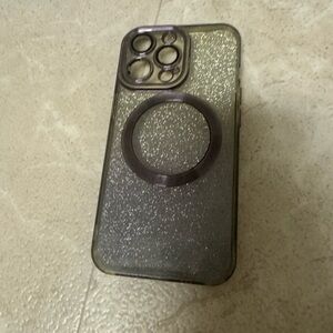 Glitter Phone Case with Ring Holder - Black